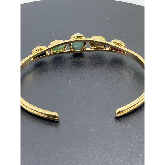 Scarab Gemstone Five Insect Beetle
Agate Onyx chalcedony Cuff bracelet - Picture 7 of 8